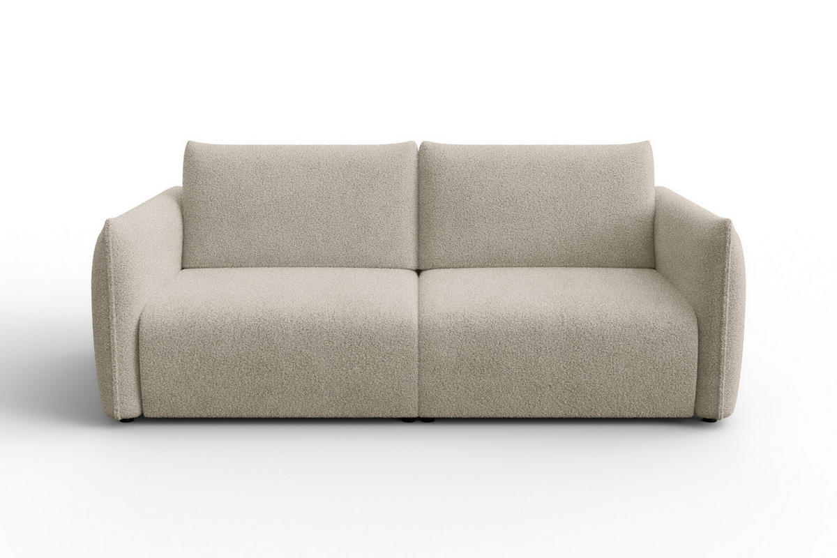SOFA TAUER 3-Sitzer, Bouclé-Stoff beige - Beige/Schwarz, Holz/Textil (206/84/112cm) - Courtois Laville