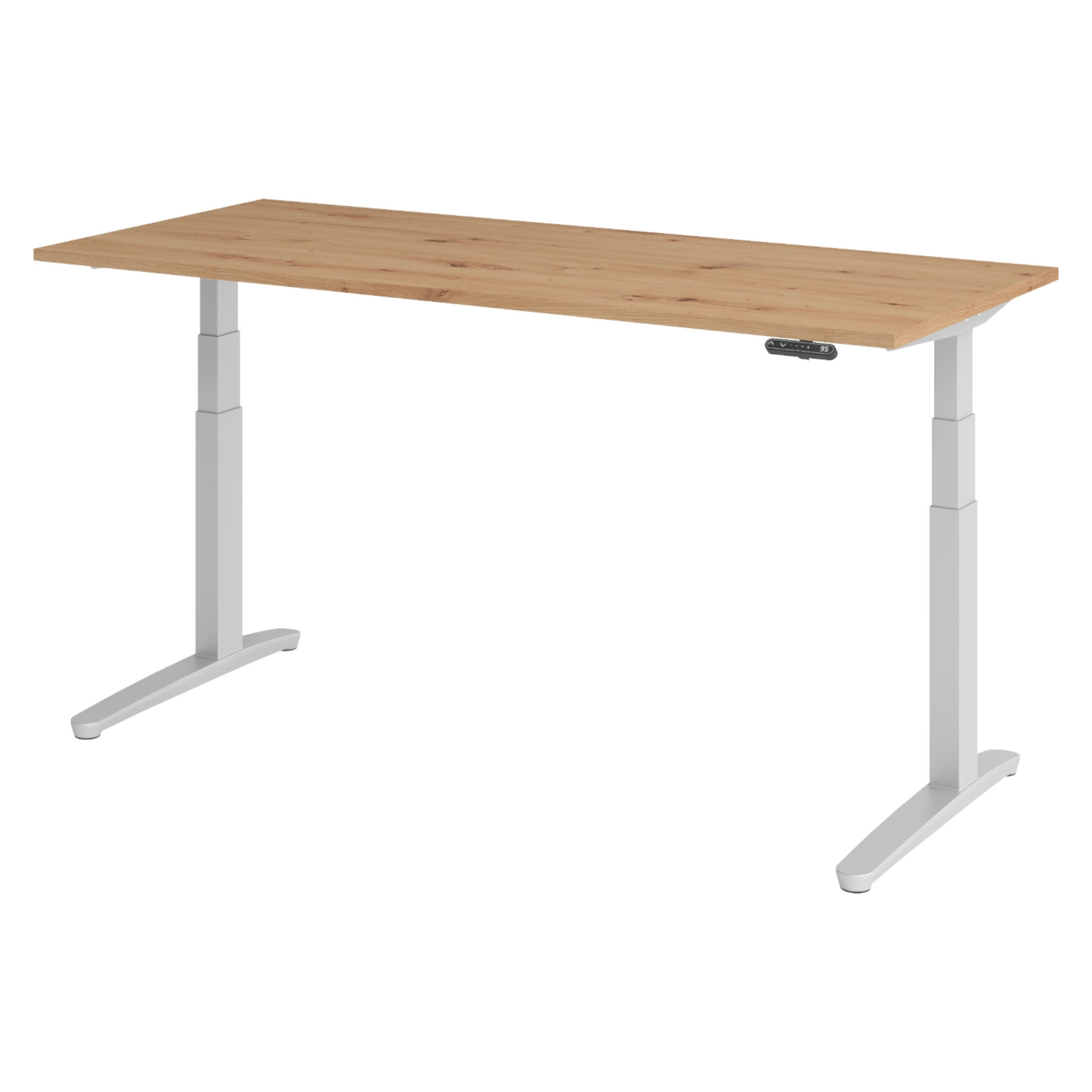 bümö Schreibtisch Wildeiche, Silber 180x74x80 cm