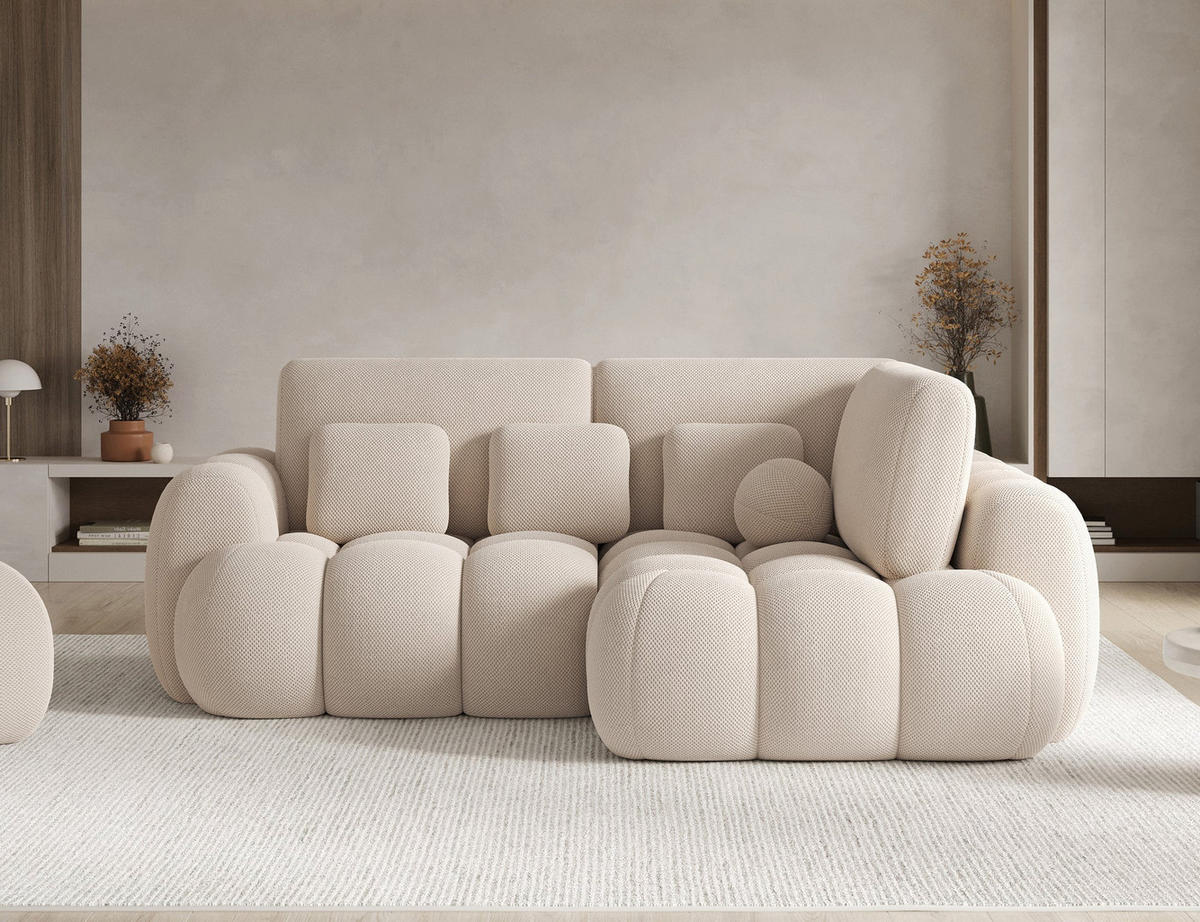 ECKSOFA COZION L-Form mit Schlaffunktion & Bettkasten – Modernes 3-Sitzer Sofa, HR-Kaltschaum, Wellenfederung, 267 × 165 cm - Beige/Schwarz, Kunststoff (267/165cm) - Wohnideebilder