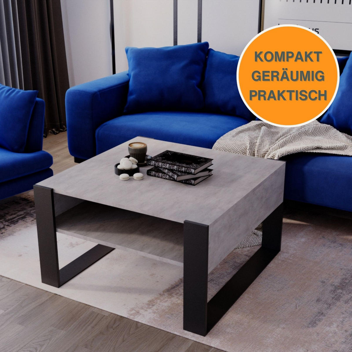 COUCHTISCH Holzwerkstoff rechteckig stabil Grau 45/71.5/68cm - Schwarz/Grau, Holzwerkstoff (71.5/68/45cm) - CraftPAK