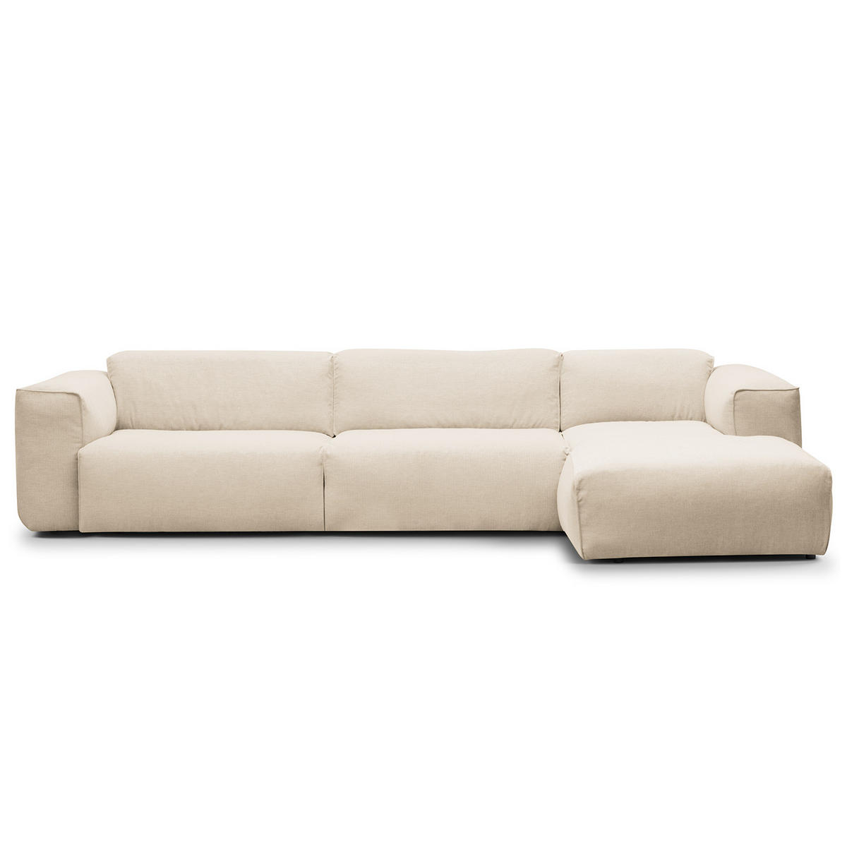 3-SITZER ECKSOFA mit Longchair - Beige/Schwarz, Kunststoff/Textil (317/173cm) - home24