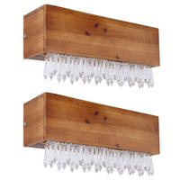 LED WANDLEUCHTE Holzoptik Braun Kristalldekor 2er Set - Braun, Holz (37/17/11cm) - Globo Lighting