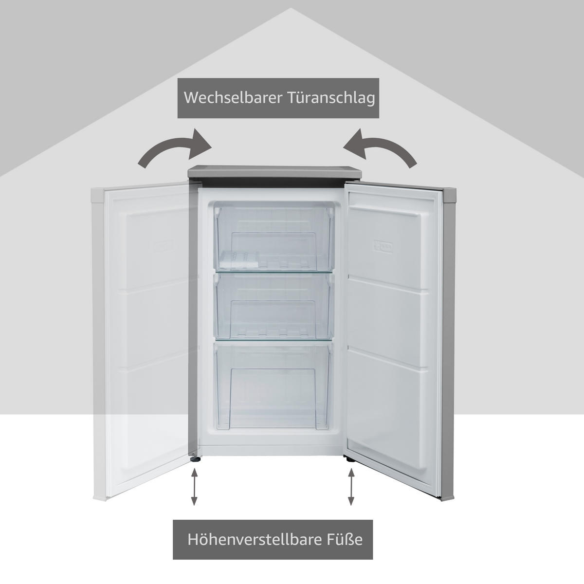 GEFRIERSCHRANK, 63 Liter Nutzinhalt, 4-Sterne, klein, leise & effizient, silber, CF-34-101-S - Silberfarben, Kunststoff/Metall (48/82.1/51cm) - Telefunken