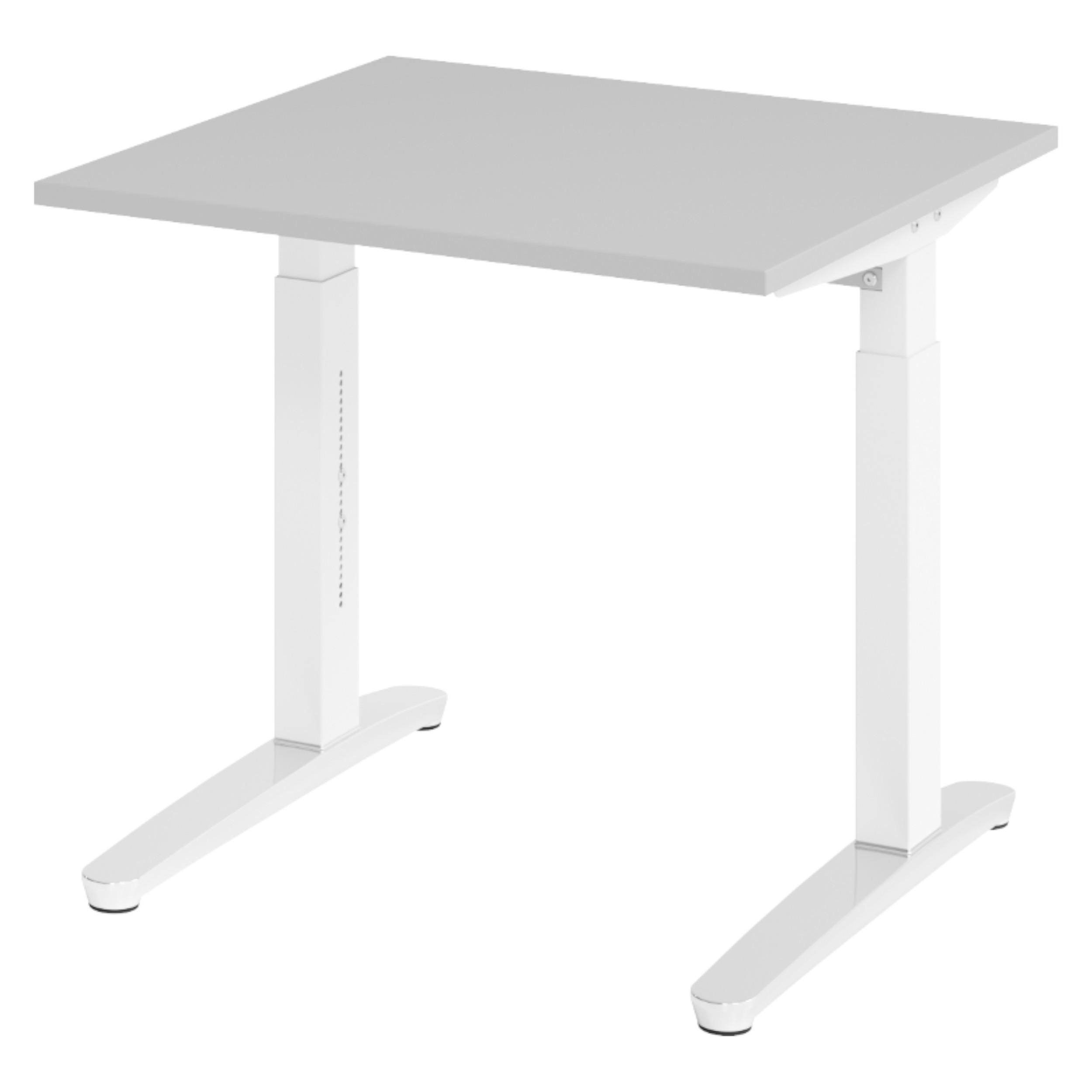SCHREIBTISCH Serie-XB 80/80/74 cm in Grau/Weiß/Alu poliert - Weiß/Grau, Holzwerkstoff (80/80/74cm) - bümö