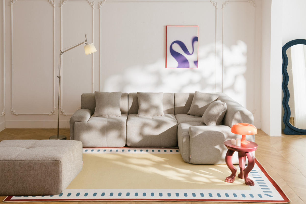 ECKSOFA Chenille Sandbeige - Sandfarben, Textil (260/190cm) - MILYsofa