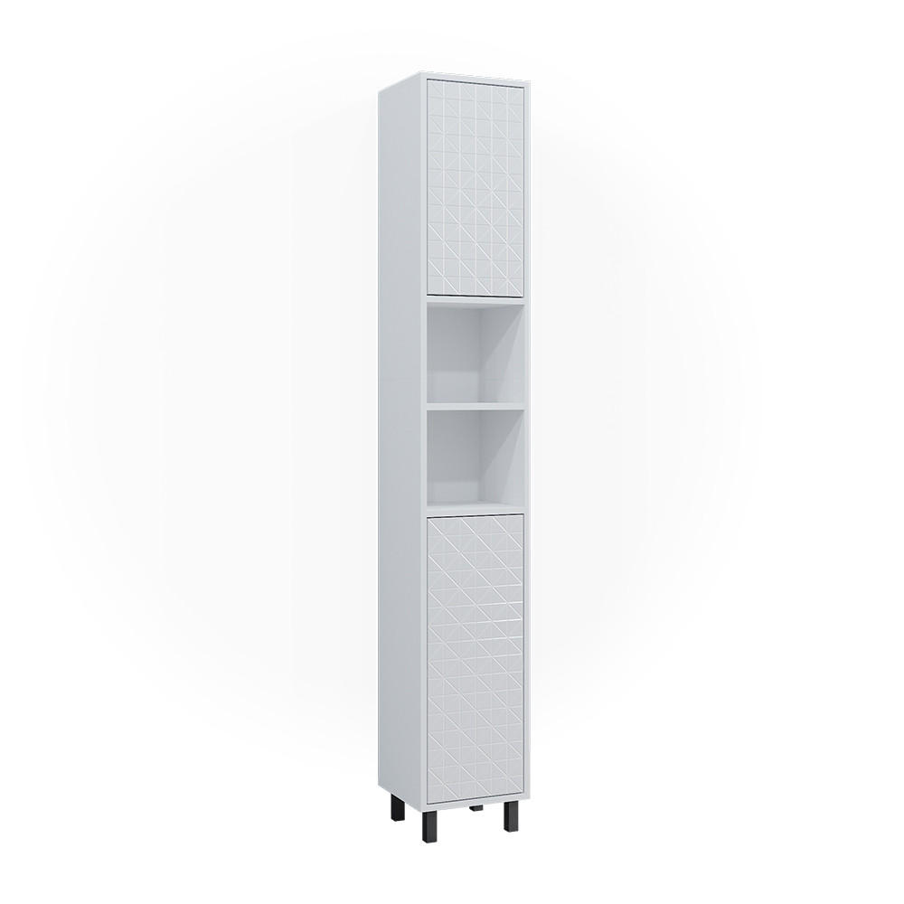 BADSCHRANK Agasta Weiß 30 x 190.3 cm - Weiß, Holzwerkstoff (30/190.3/28cm) - Vicco