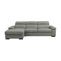 ECKSOFA Plutone Echtleder Perlgrau - Hellgrau, Leder/Metall (286/165cm)