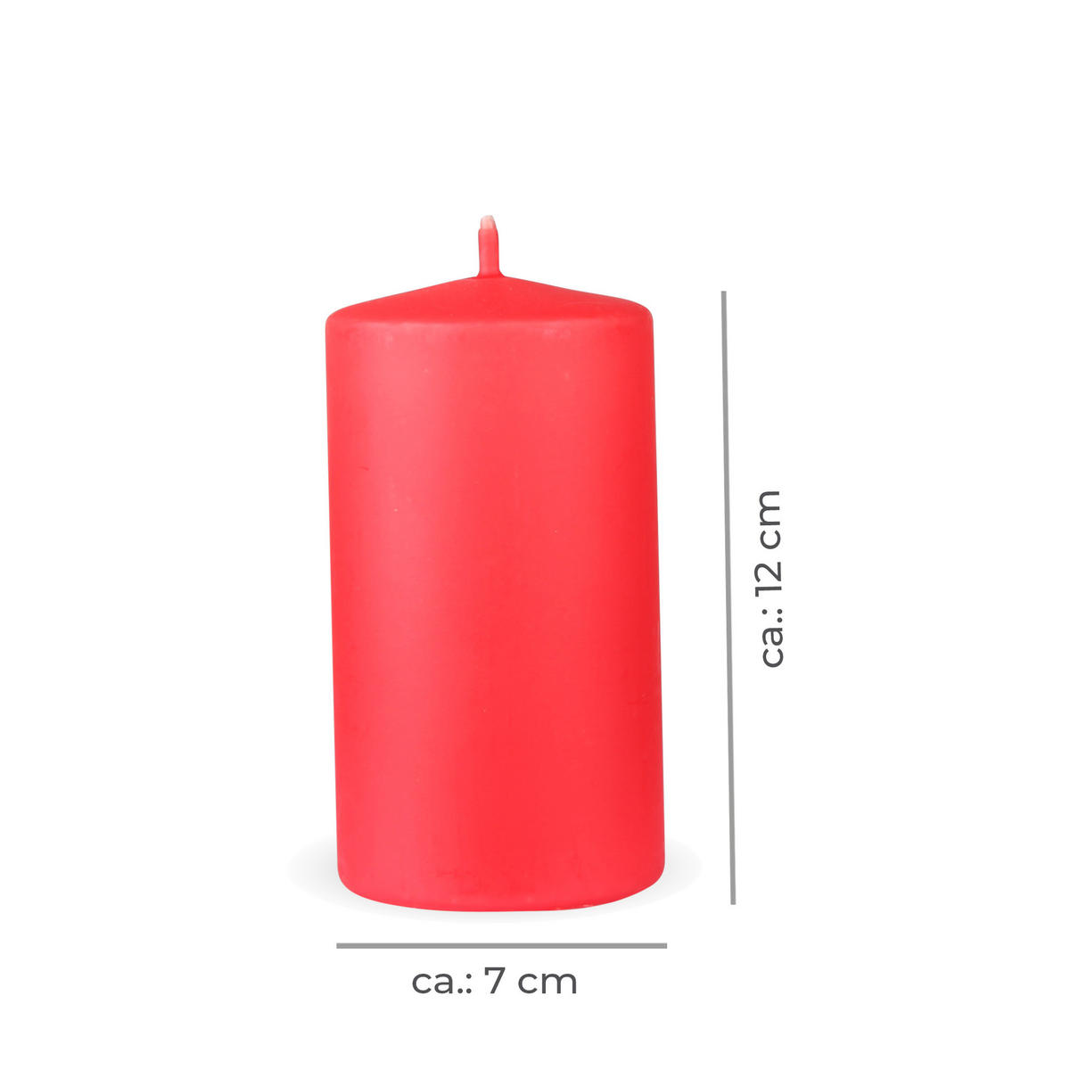 STUMPENKERZEN "Rot", Größe Ø7cm x Höhe: 12 cm - Rot, Naturmaterialien (7/12cm) - HS Candle