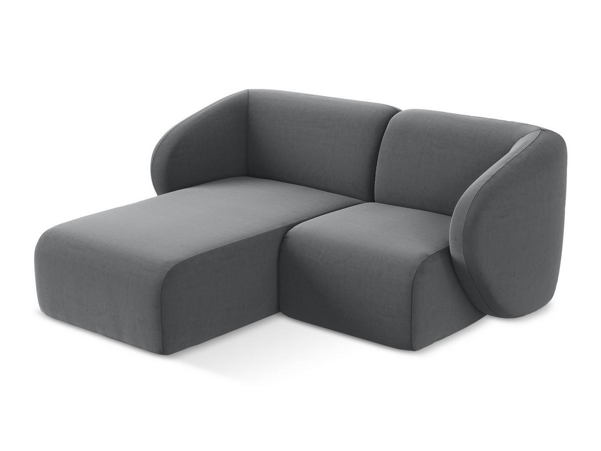 ECKSOFA Links Samt Stoff Grau - Edelstahlfarben/Schwarz, Holzwerkstoff/Kunststoff (178/166cm) - Makamii