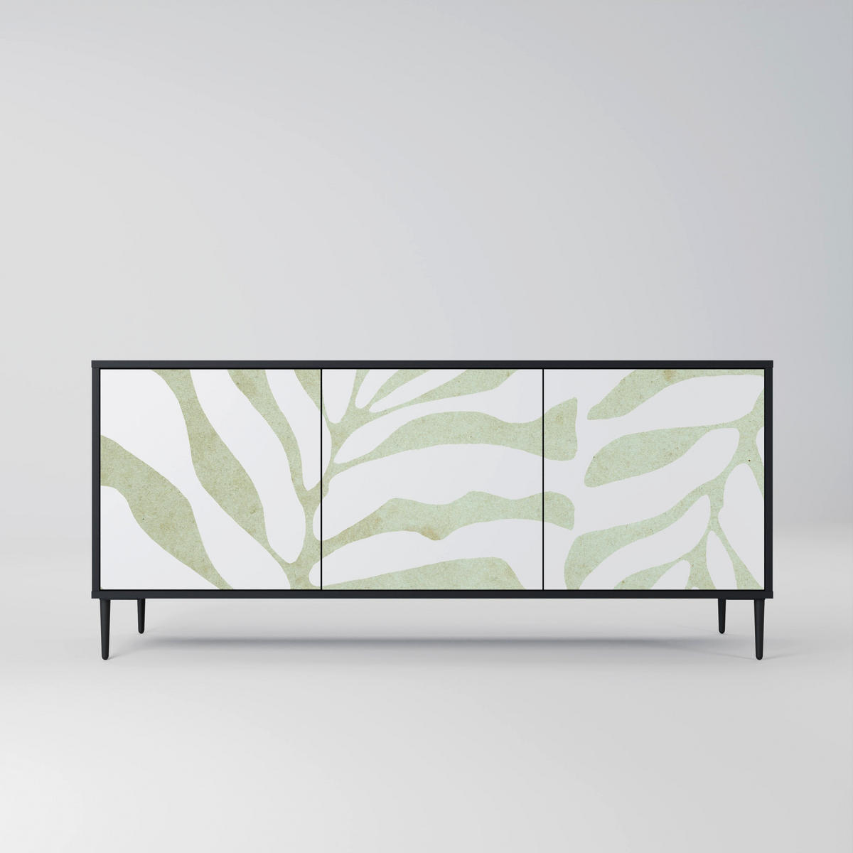 SIDEBOARD BOTANICAL SPARK, Eicheneffekt, 164,5x42x77,5 cm, 3 Türen - Eichefarben/Buchefarben, Holzwerkstoff/Buchenholz (164.5/77.5/42cm) - SpaceRebels