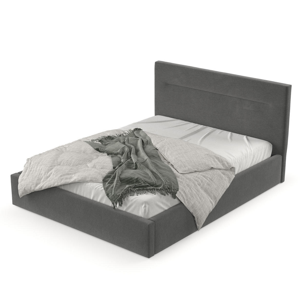 POLSTERBETT Liline 160/200 cm Anthrazit im Asti Stoff - Anthrazit/Schwarz, Holz/Holzwerkstoff (160/200cm) - AltaBeds