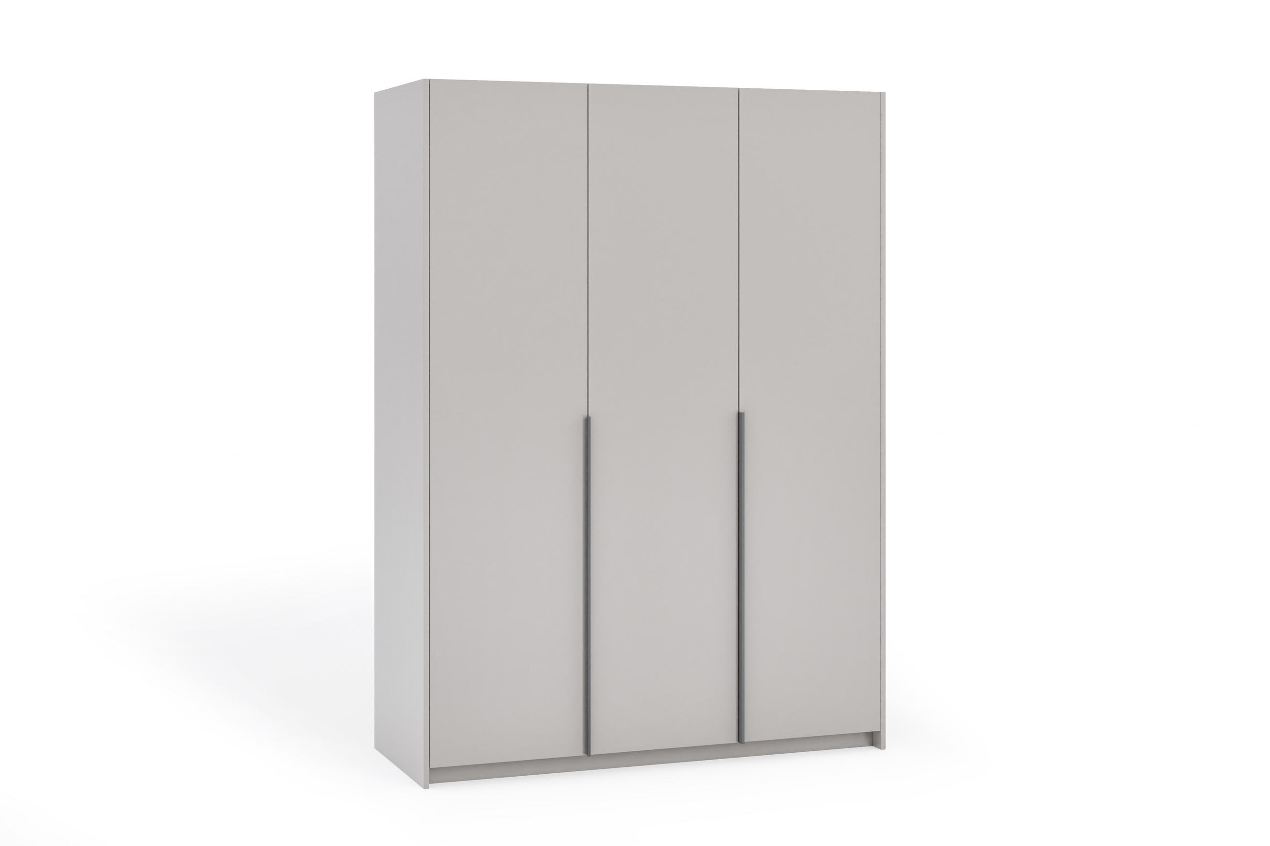DREHTÜRENSCHRANK Apollonia ohne Spiegel 150x204cm 3-türig, kaschmir, schwarze Griffe - Kaschmir/Schwarz, Kunststoff (58/205/150cm) - Margaret Hadas24