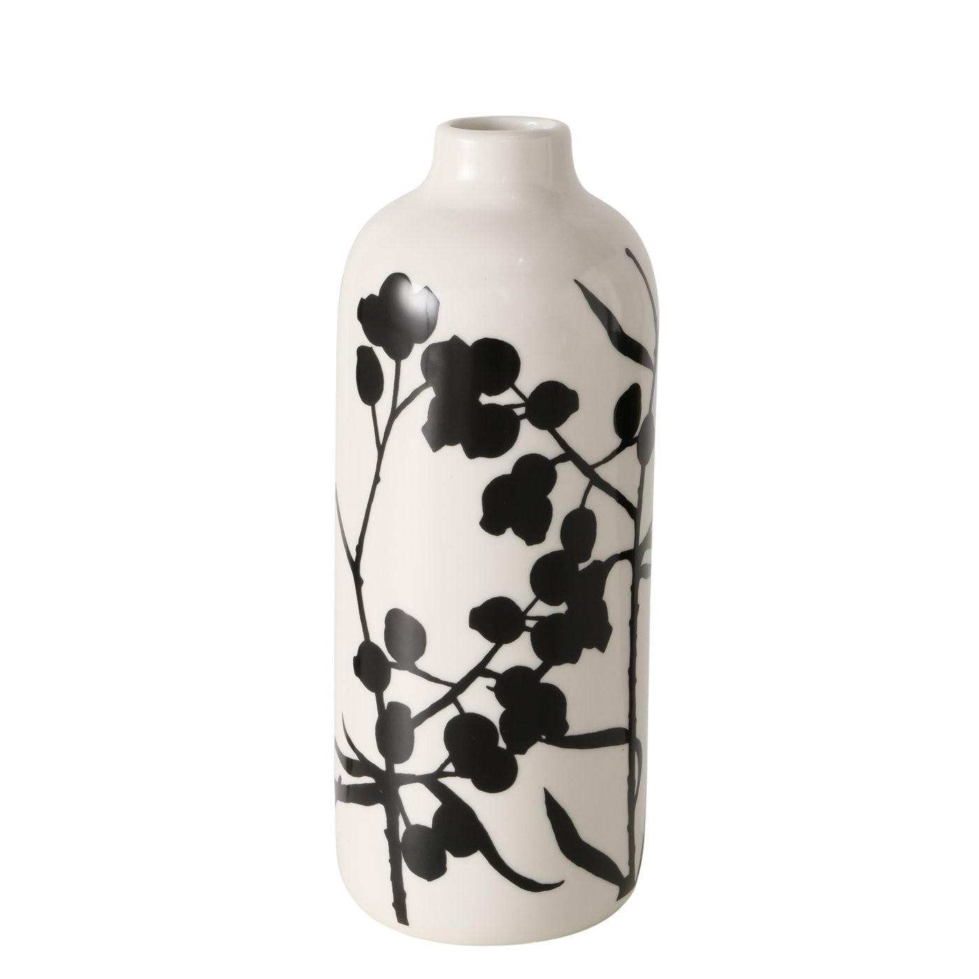 VASE handbemalt Berries 7,5/7,5/18 cm - Weiß, Keramik (18cm) - Boltze Home