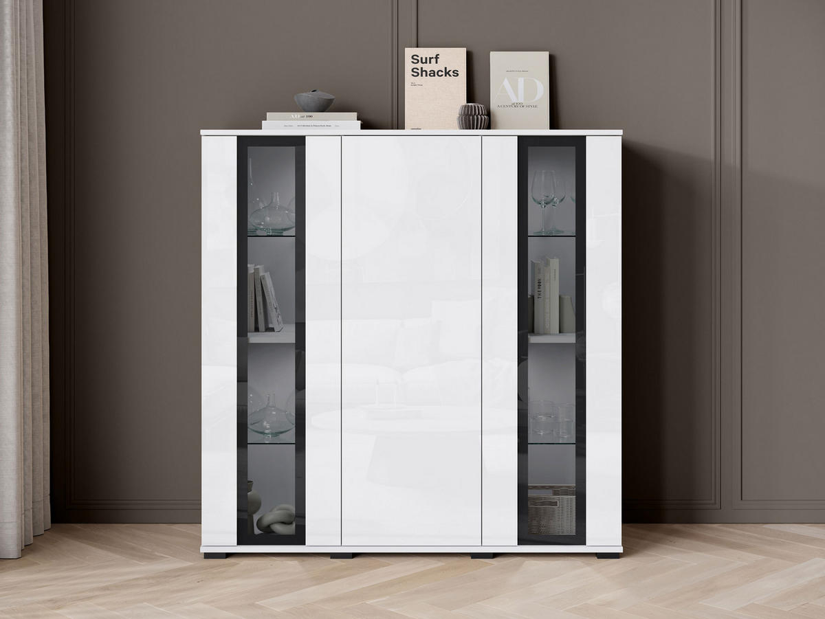 KOMMODE Caro HB 120 - Schwarz/Weiß, Holzwerkstoff/Kunststoff (120/122/40cm) - MIRJAN24