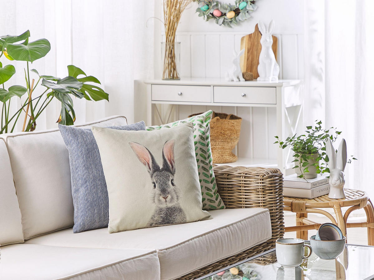 DEKOKISSEN 2er-Set Taupe 45/45 cm Quercus - Graubraun, Textil (45/45cm) - Beliani