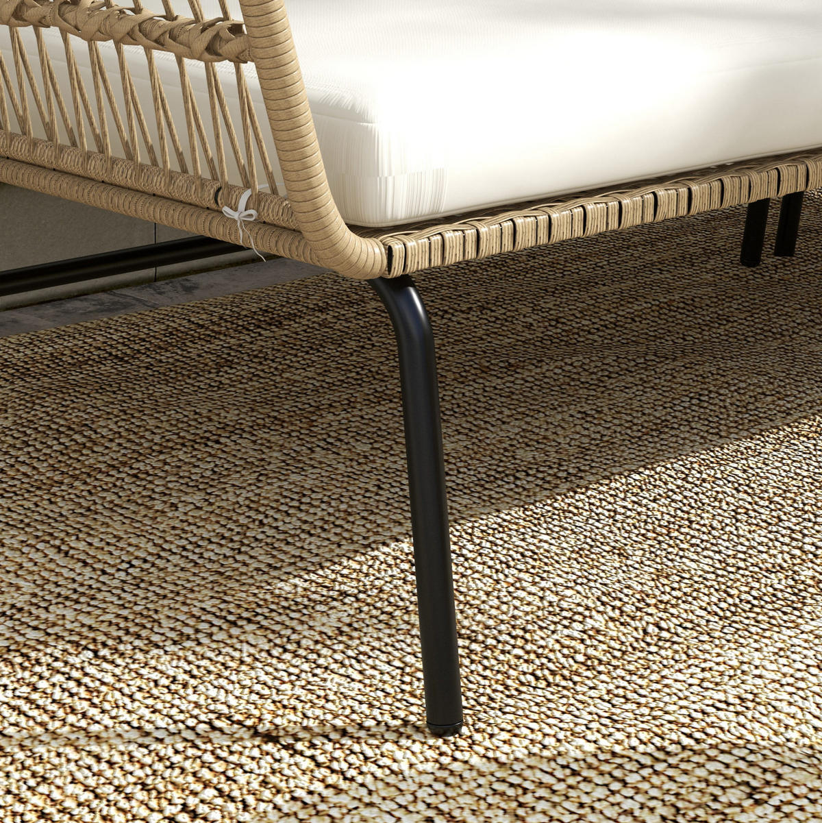 GARTENMÖBEL-SET 71/129/75 cm cremeweiß aus PE-Rattan mit Sonnenliege, Zweisitzer-Sofa und Tisch - Weiß, Textil - OKWISH