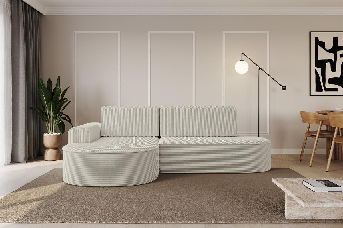 ECKSOFA mit Schlaffunktion und Bettkasten Ottomane Links MARI-L1-S - 283x167x73 cm Beige Cord - Schwarz/Cappuccino, Holzwerkstoff/Kunststoff (283/167cm) - ALTDECOR