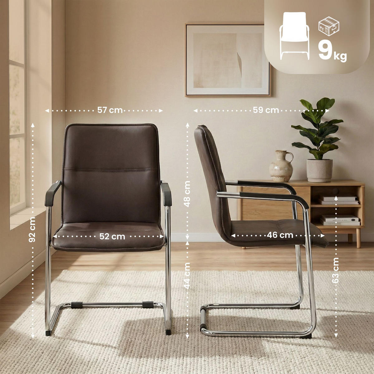 SCHWINGSTUHL Lederlook Braun - Braun, Textil/Metall (57/92/59cm) - CLP