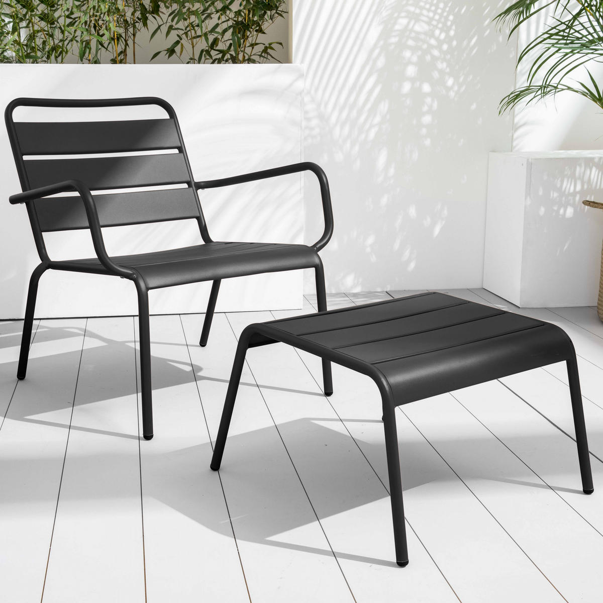 GARTENHOCKER, Grau - Grau, Metall (44/30/40cm) - Oviala