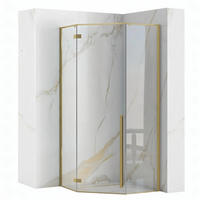 DUSCHKABINE Rea Diamond Brush Gold 90x90 mit Duschwanne Diamond - Goldfarben, Glas (90/90/195cm) - REA