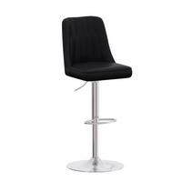BARHOCKER höhenverstellbar drehbar 2er-Set PU-Leder Schwarz Silber - Silberfarben, Metall (44/117.5/44.1cm) - Meubliv