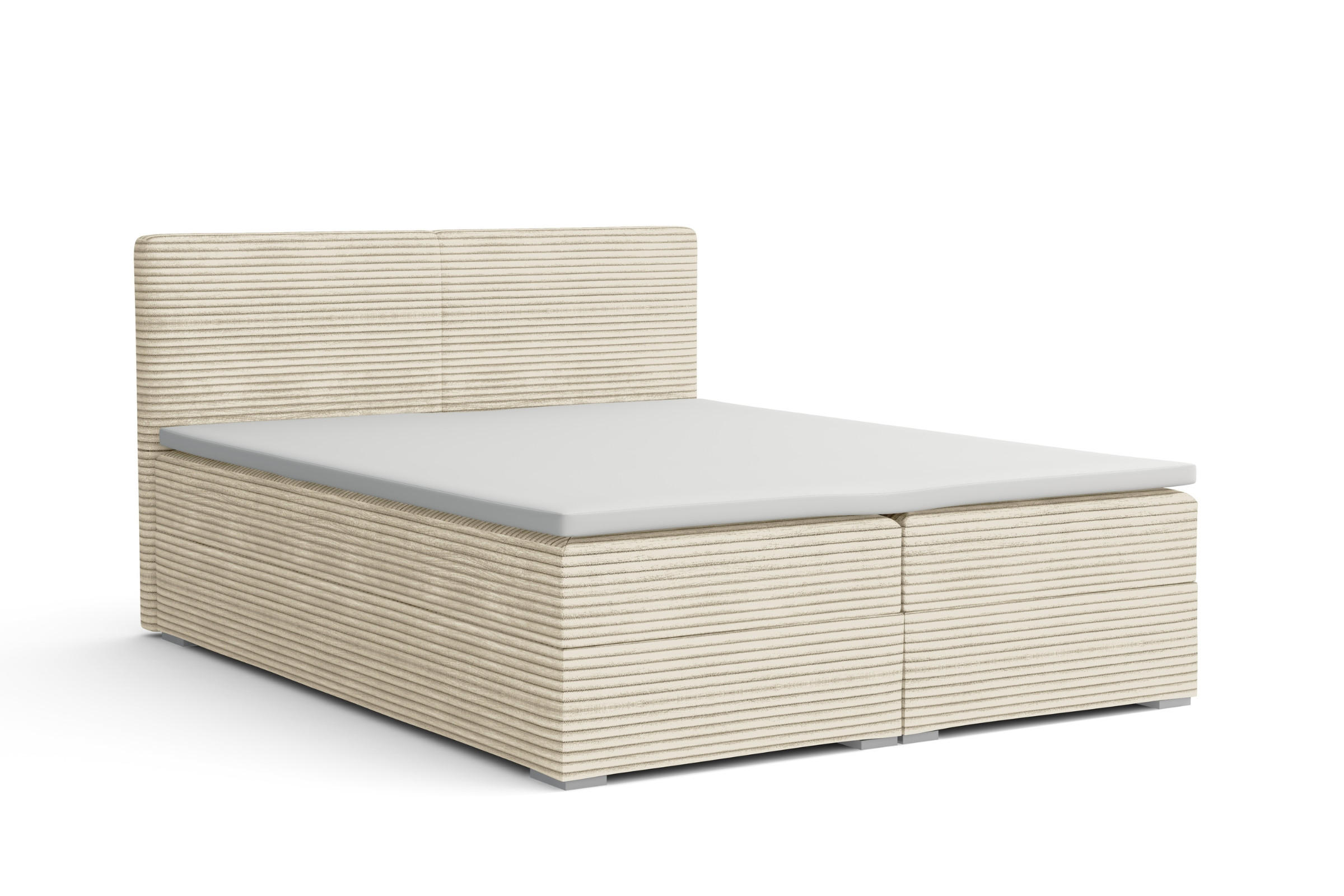 BOXBETT LON III 160/200 in Cord Creme H3 - Creme, Holz/Holzwerkstoff (160/200cm) - Deine Möbel 24