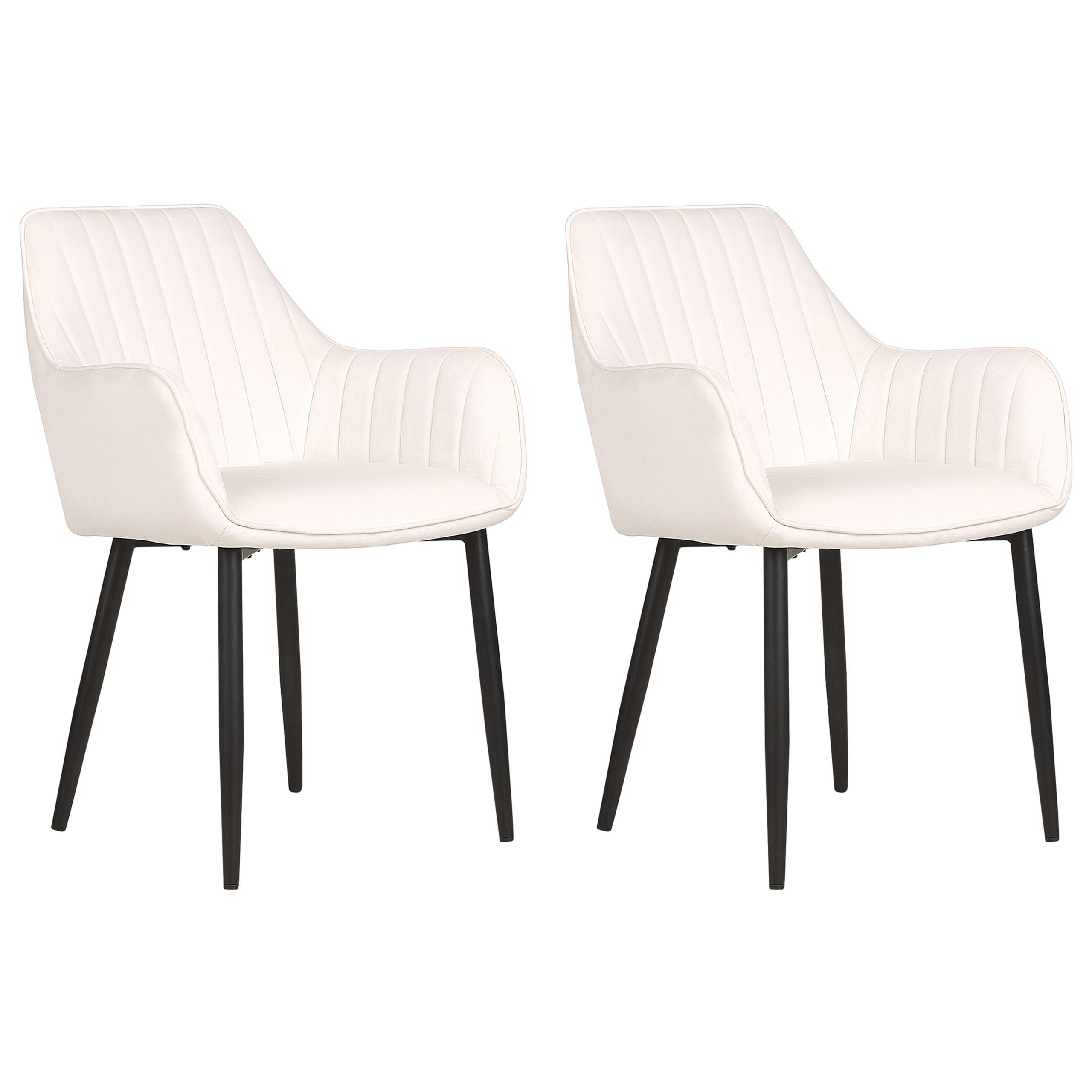 ESSZIMMERSTUHL 2er-Set Samtstoff cremeweiß Wellston - Schwarz/Weiß, Textil (60/84/61cm) - Beliani