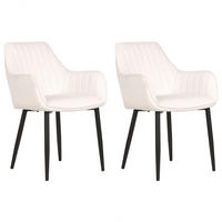 ESSZIMMERSTUHL 2er-Set Samtstoff cremeweiß Wellston - Schwarz/Weiß, Textil (60/84/61cm) - Beliani