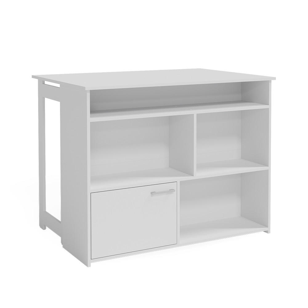 Vicco BAROVÝ STŮL Dominic Bílá 116 x 37 cm 4x otevřené přihrádky a 1x dveře