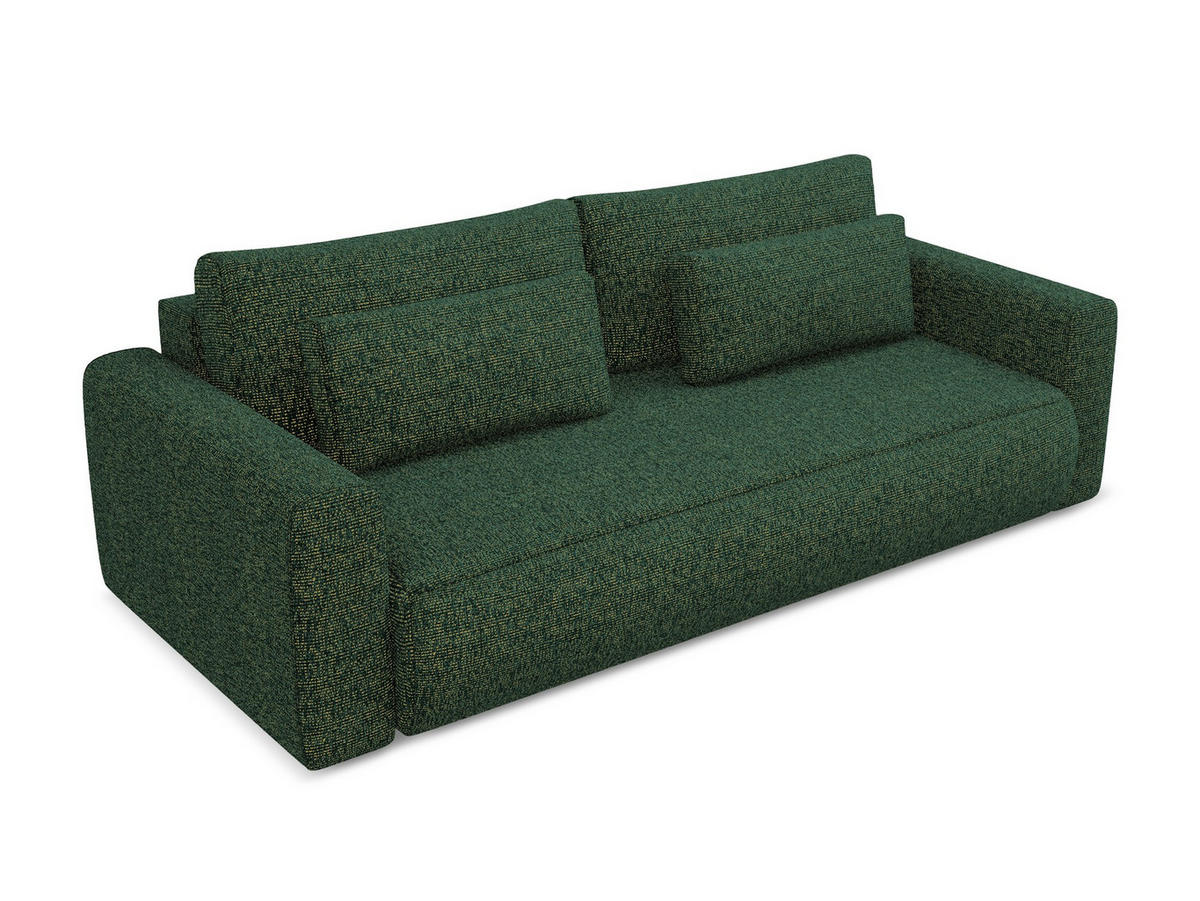3-SITZER SOFA mit Schlaffunktion Strukturstoff Stoff Grün - Schwarz/Grün, Kunststoff/Textil (238/82/105cm) - Makamii