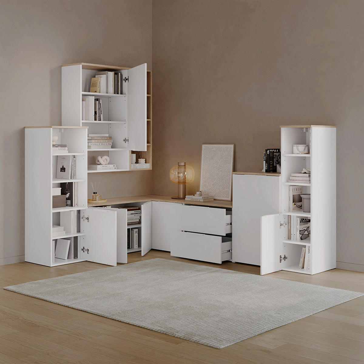 UNIVERSALSCHRANK Piave Weiß/Sonoma mit einer Tür - Weiß/Sonoma Eiche, Holzwerkstoff (30.2/120/40cm) - Livinity®