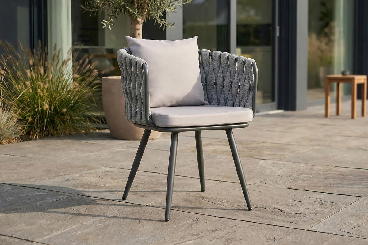 GARTENSTUHL LUSHA Hellgrau Kunststoff, Metall - Hellgrau, Metall (62/78/63cm) - KAWOLA