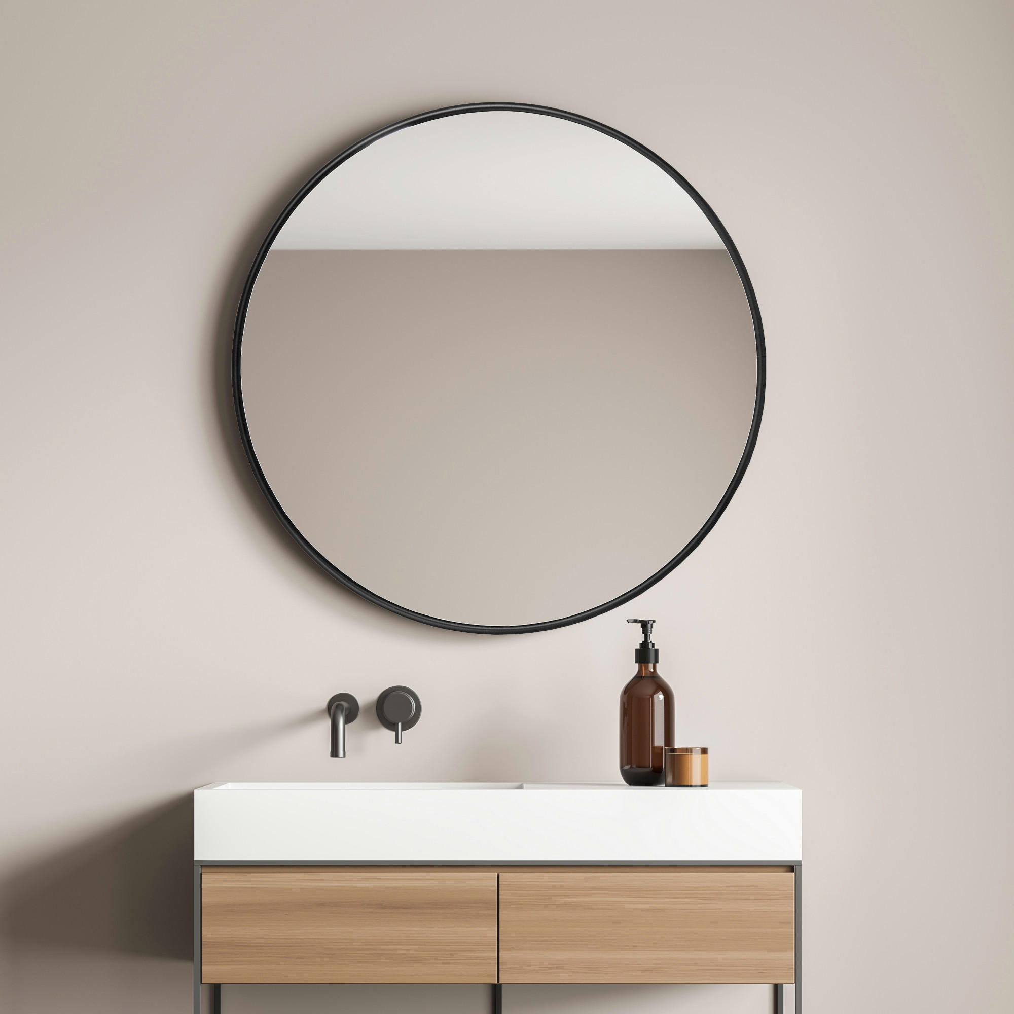 WANDSPIEGEL Ordona - Schwarz, Glas/Metall (60/2.8/60cm) - [en.casa]