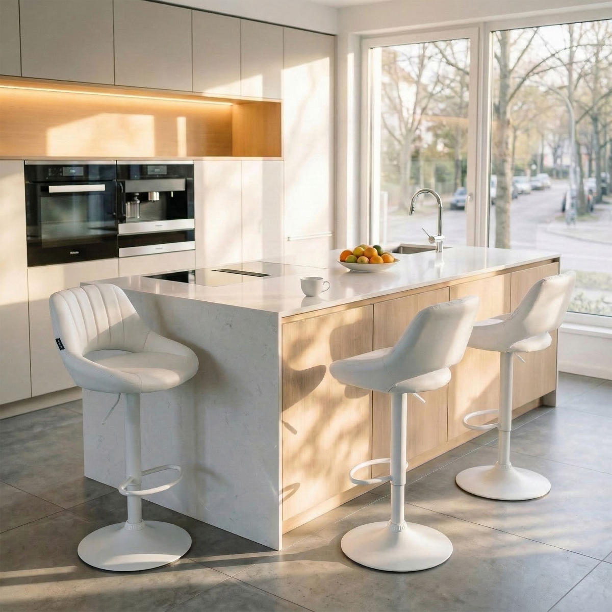 BARHOCKER Lederlook Weiß - Weiß, Textil/Metall (47/85/48cm) - CLP