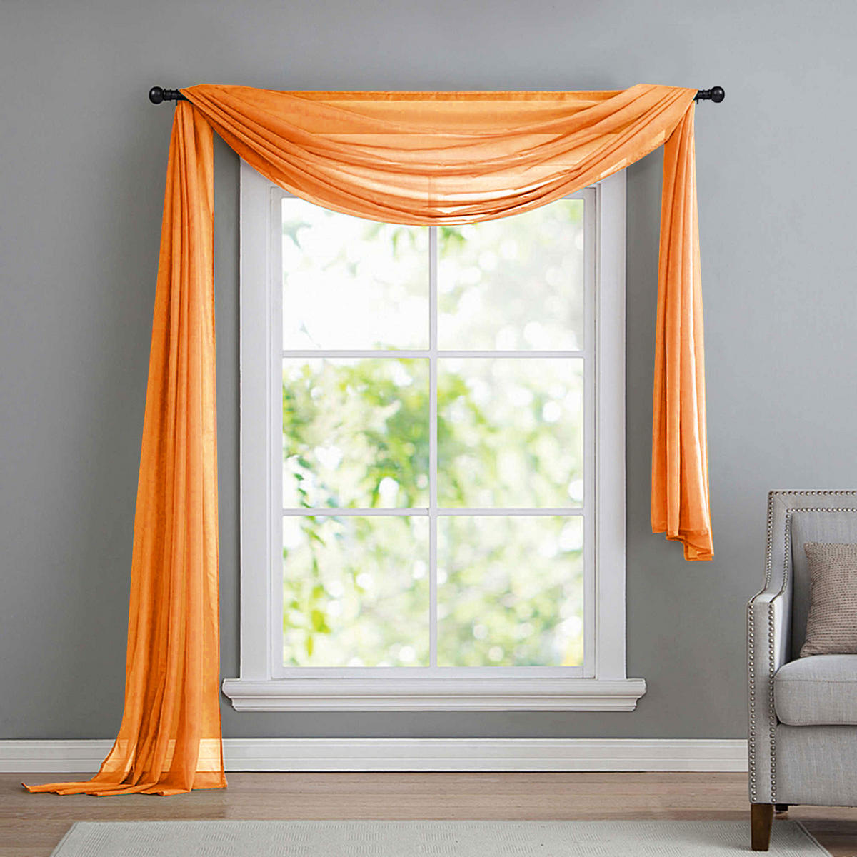 QUERBEHANG 1ER SET HxB 140x600 Orange - Orange, Textil (140/600cm) - Gardinenbox