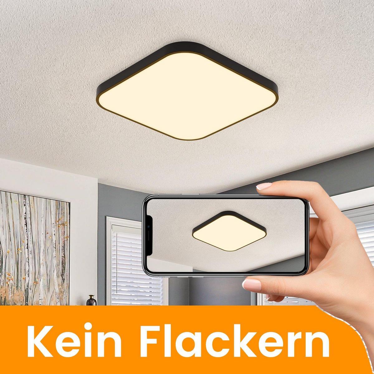 LED-DECKENLEUCHTE Leipzig 3000K-Warmweiß 27/27/3 cm - Schwarz, Kunststoff (27/27/3cm) - Nettlife