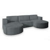 WOHNLANDSCHAFT VEZZO P Grau Kordstoff mit Schlaffunktion - Grau, Holz (347/85/174cm) - MASSENO