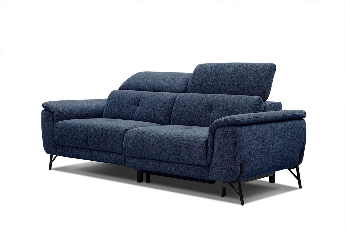 SOFA AVENA 3-Sitzer mit 1 Relaxfunktion, dunkelblau - Dunkelblau, Holzwerkstoff/Textil (204/80/108cm) - Courtois Laville