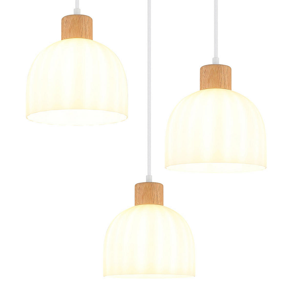 LED PENDELLEUCHTE Metall, Weiß matt, Glas opal, kürzbar - Multicolor, Holz (51/51/130cm) - Globo Lighting