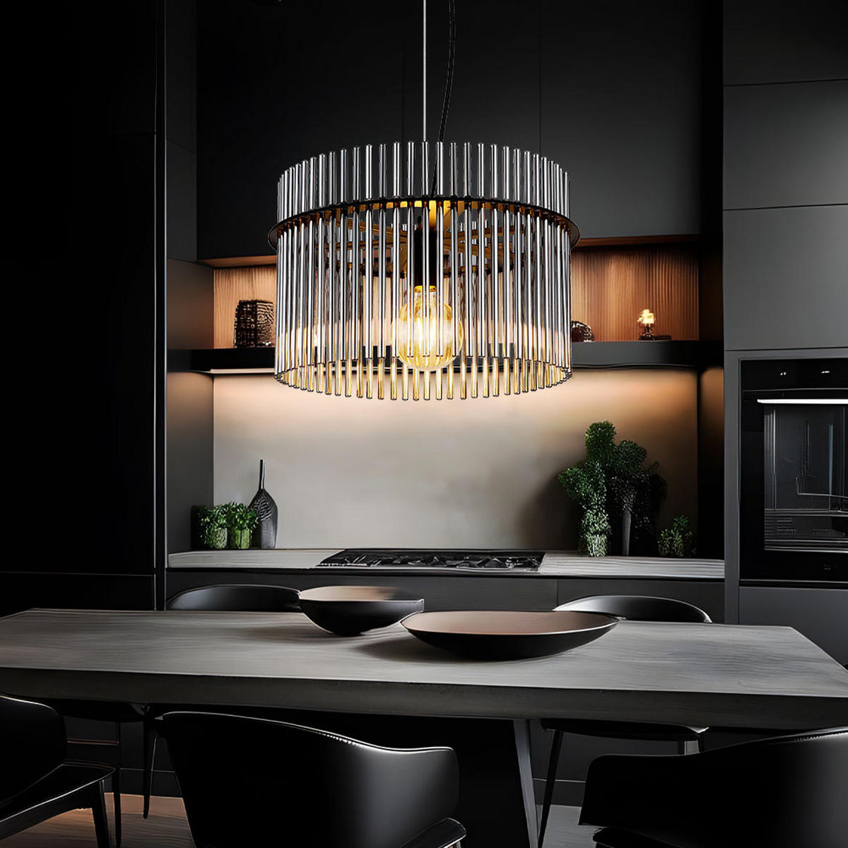 LED HÄNGELEUCHTE Metall Schwarz - Grau, Glas (40/40/150cm) - Globo Lighting