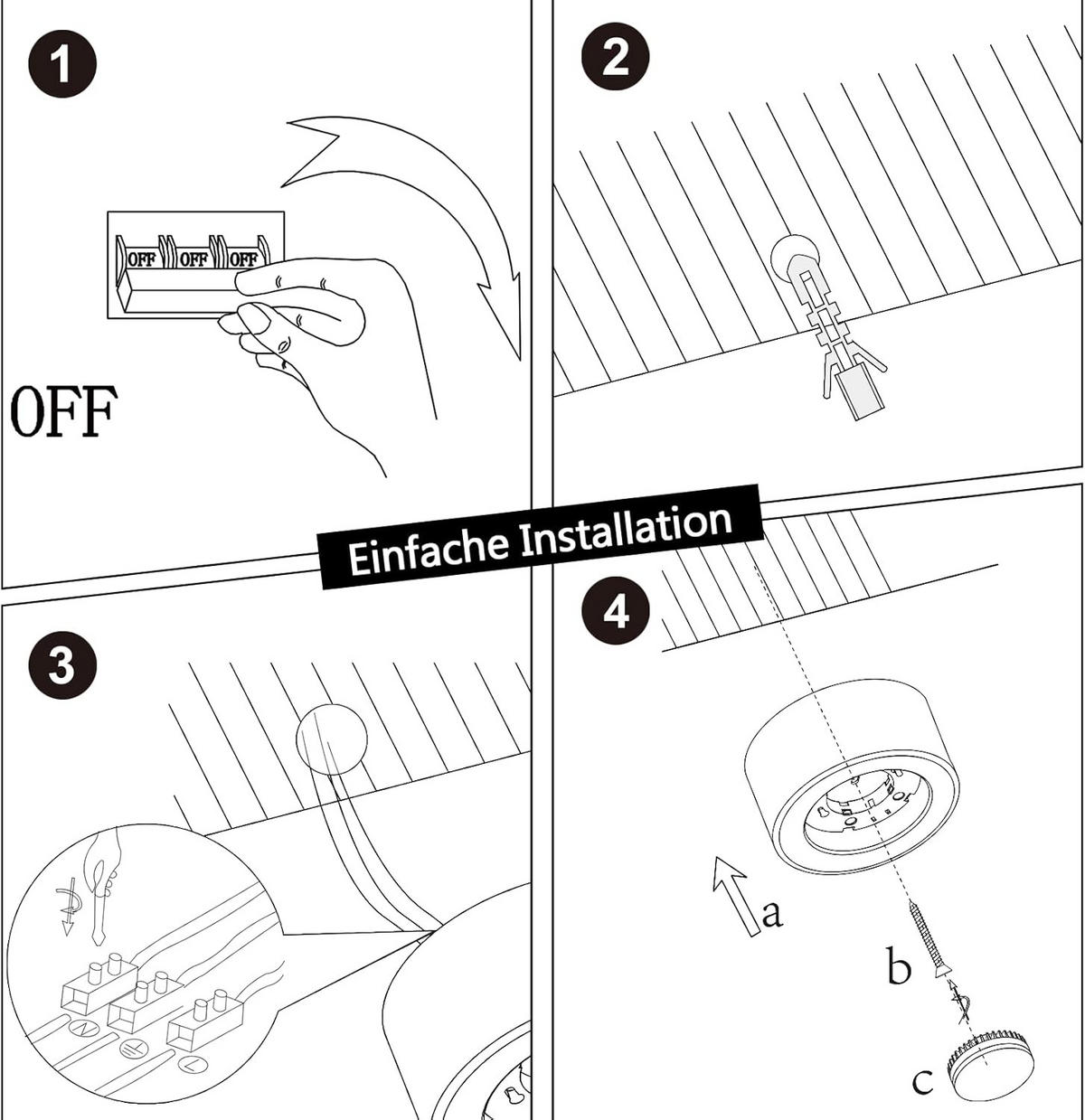DECKENSTRAHLER Lichtara 6.5/6.5/12 cm (4er-Set) - Weiß, Metall (12/6.5/6.5cm) - ZMH