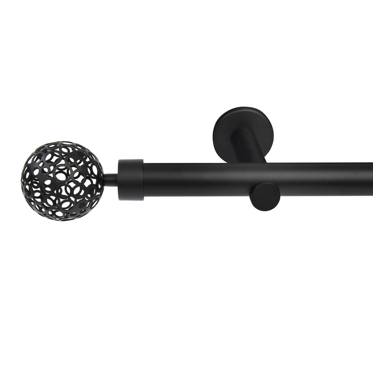 GARDINENSTANGE 1-Lauf Kugel - Schwarz, Metall (60cm) - Deco-Raum