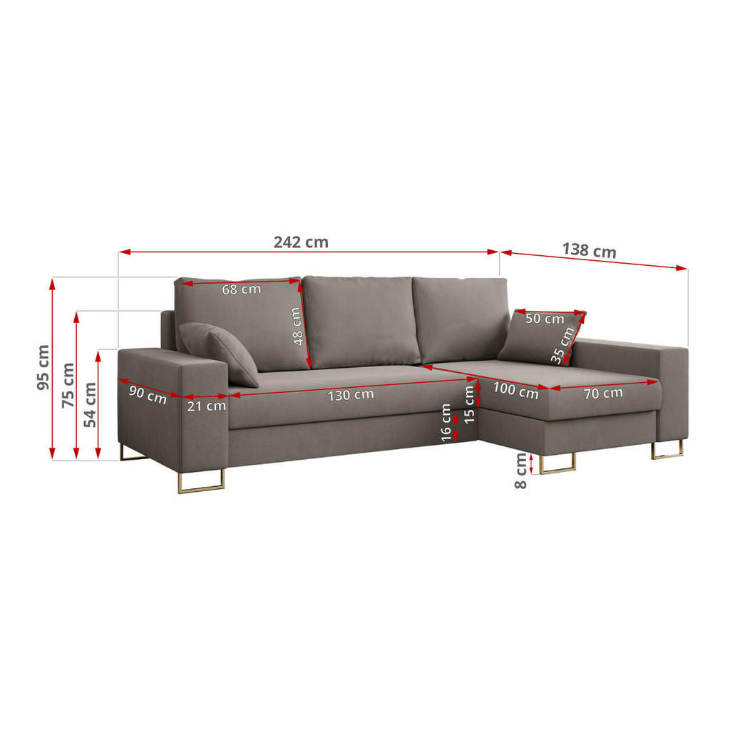Thumbnail - MKS Ecksofa, Hellbraun, Textil, 3-Sitzer, L-Form,L-Form, 242x138 cm, Wohnzimmer, Sofas & Couches, Wohnlandschaften, Ecks...