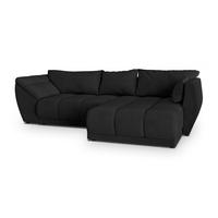ECKSOFA ORENTI R-S Schwarz Velours-Stoff mit Schlaffunktion - Schwarz, Holz (287/182cm) - MASSENO