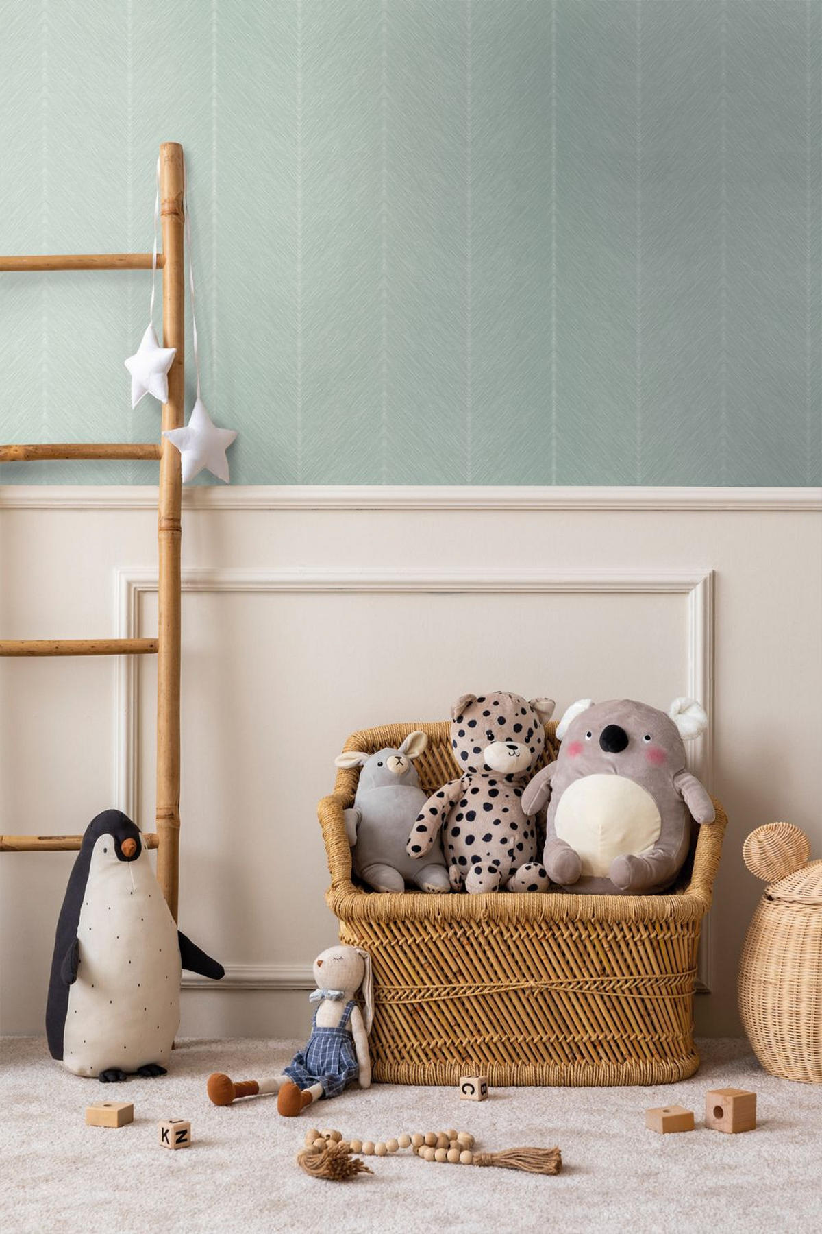TAPETE Fischgrätmuster - Grün, Papier (53/1000cm) - Sanders & Sanders