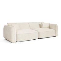SOFA LOMI Geprägter Samt Creme 235cm - Creme, Textil (235/74/90cm) - Premium Interiors
