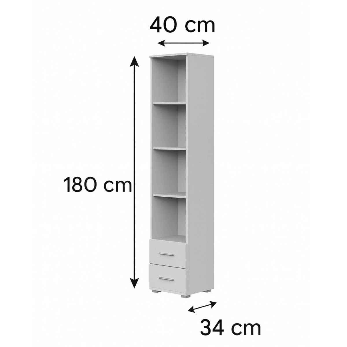 BÜCHERREGAL FAUSKE REG3-2S Schubladen Weiß - Weiß, Holzwerkstoff/Kunststoff (40/180/34cm) - Komodee