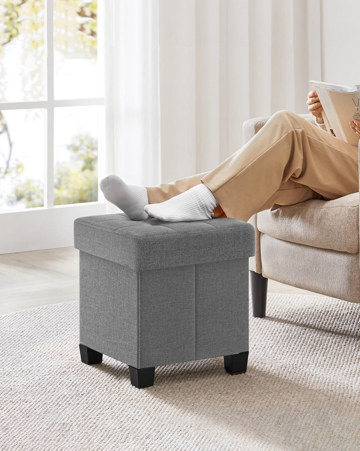 SITZBOX Hellgrau 38x38 cm Zusammenklappbar - Grau, Metall (38/40/38cm)