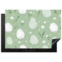 HERDABDECKPLATTE Grün - Eier - Muster Herdabdeckung Induktionsfeld 75x52 cm - Waldgrün, Kunststoff (75/52/0.2cm) - MuchoWow