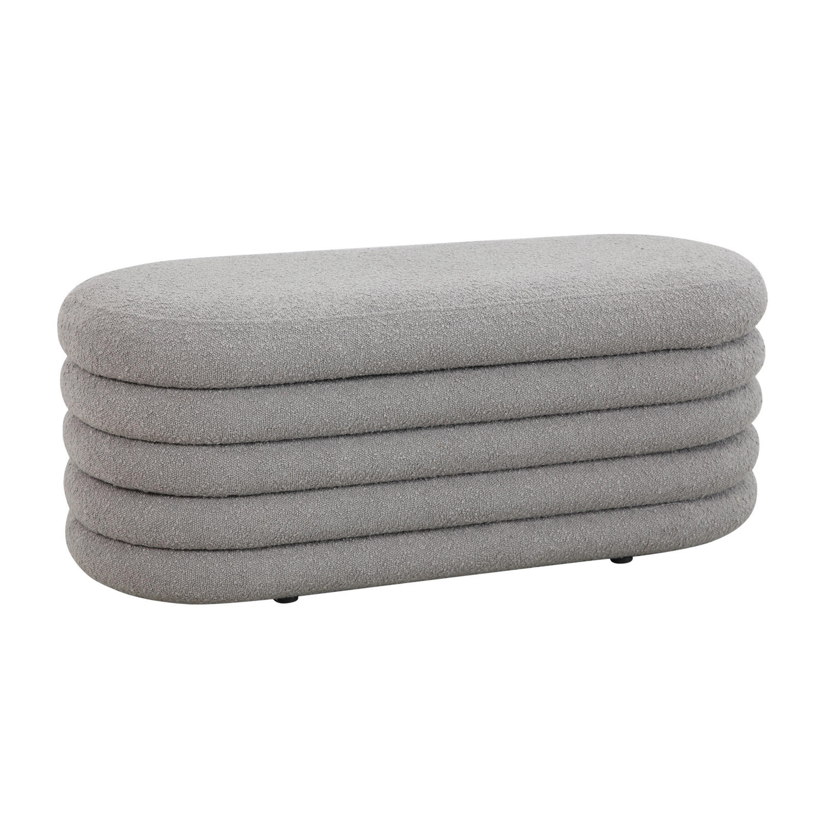 HOCKER BLOSSOM XL mit Aufbewahrung Boucle Hellgrau - Hellgrau, Textil (45/42/108cm) - SVITA